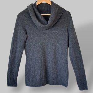 Saks Fifth Avenue Cashmere Cowl Neck Sweater Grey Quiet Luxury Minimalist Size M